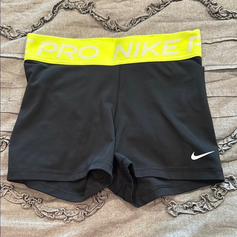 Nike Black Shorts with Neon Yellow Waistband
